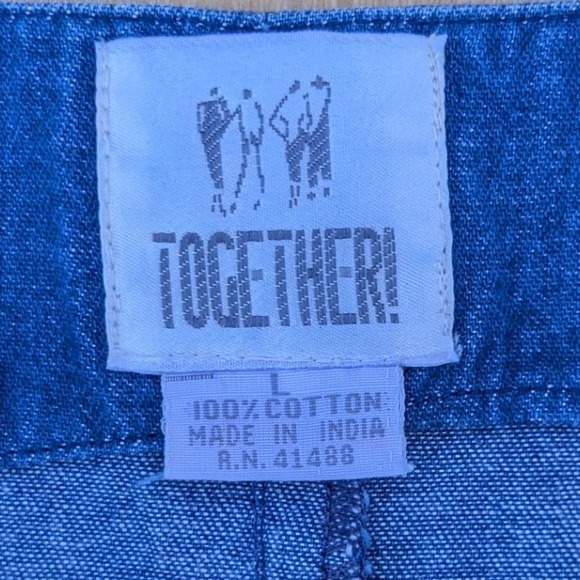 Vintage Together! Vest 90's Denim Cotton Embroidered Floral Cottage Women‎ Large - Picture 2 of 7